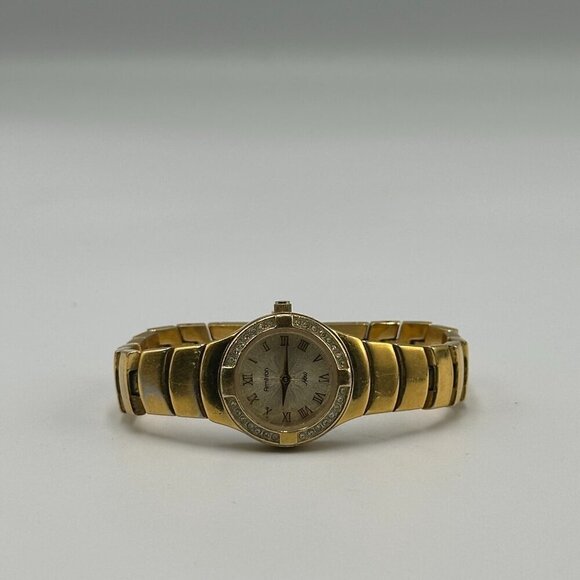 3/$30 Armitron Watch Women Gold Tone Crystal Bezel Round 22MM Dial 6.25" - Picture 7 of 14
